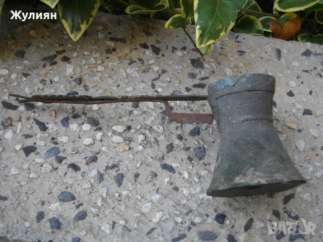 АВТЕНТИЧНО ТУРСКО ОСМАНСКО МЕДНО ДЖЕЗВЕ, снимка 2 - Антикварни и старинни предмети - 55160726