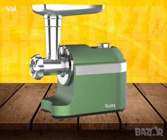 Месомелачка Voltz, 1600W, приставка за домати, черен, зелен, бял цвят, снимка 4 - Месомелачки - 54894711