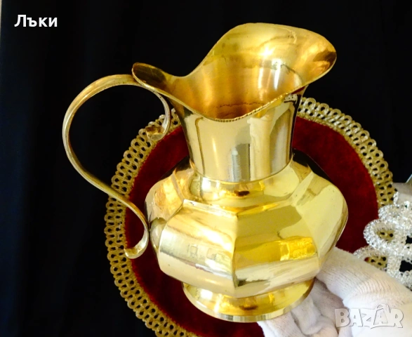 Бронзова кана за вино,позлата,многостенна. , снимка 4 - Антикварни и старинни предмети - 54543505