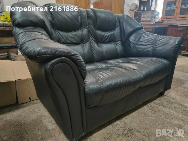 Диван двойка от естествена кожа , снимка 2 - Дивани и мека мебел - 55043413
