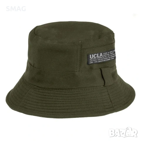 Мъжка bucket шапка хаки памучна с емблема UCLA_1235998