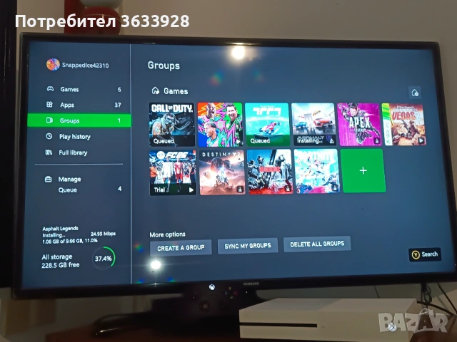 Xbox One S 500GB с 1 джойстик и диск