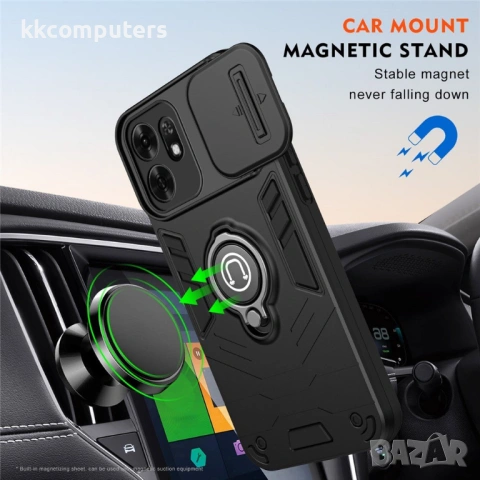 Калъф за Honor X6d 5G с Капаче за Камера и Стойка - PC+TPU, 3 цвята, снимка 6 - Калъфи, кейсове - 54518773