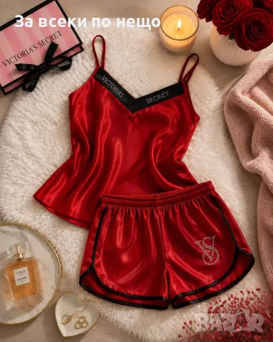 Victoria's Secret Дамска Лятна Пижама Горнище Потник И Къси Панталонки - 13 Цвята Код SK1974, снимка 2 - Пижами - 55627402