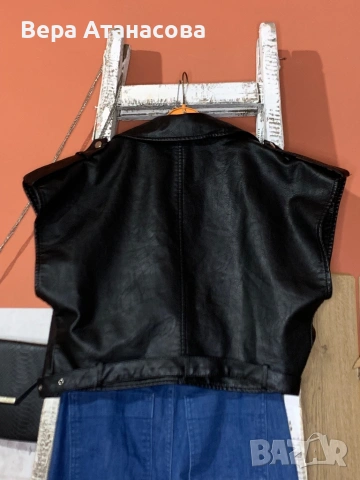 💣 Тренди кожено яке без ръкави🔝 Oversized fit✔️, снимка 2 - Якета - 54102523