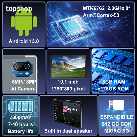 Нов Таблет лаптоп BITSMART 2в1 10.1 инча с клавиатура мишка калъф и слушалки Android 13 4G LTE  , снимка 6 - Таблети - 55235053