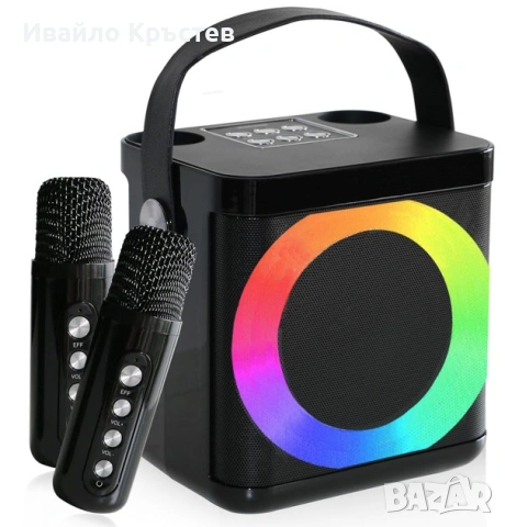 Караоке машина Bluetooth 2 микрофона LED система за партита