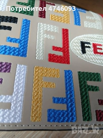 Стилна дамска чанта Fendi– Многоцветна бродерия, с верижка, снимка 7 - Чанти - 54877378