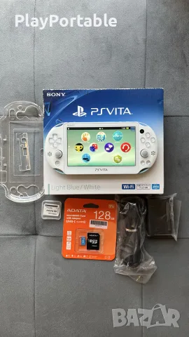 Modded PS Vita PCH-2000 Light Blue Complete in Box 128GB 150+ games