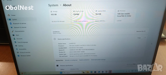 Лаптоп Dell Vostro 15 3530 15.6" - Intel Core i5-1335U, 16GB RAM, 1TB SSD, Windows 11 Pro, снимка 8 - Лаптопи за работа - 55260013