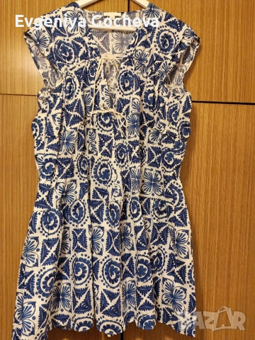 лятна синя рокля с италианска, морска тема размер L H&M