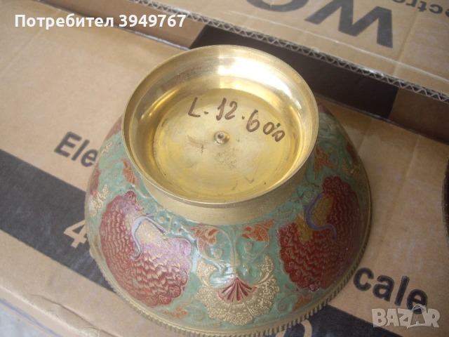 Месингова рисувана купа., снимка 5 - Антикварни и старинни предмети - 54530940
