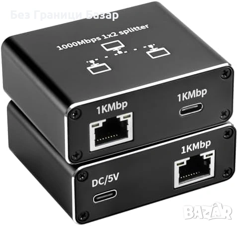 Нов Ethernet Adapter 1 в 2 RJ45 Type-C 1000Mbps за 2 устройства Адаптер интернет