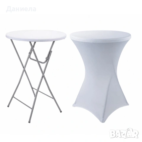 Сгъваема коктейлна бар маса 80x110 см – Кетъринг и банкетна маса, бяла, снимка 6 - Маси - 54701149