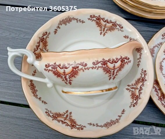 Рядък ,порцеланов сервиз за хранене,луксозна серия на Изида , снимка 10 - Антикварни и старинни предмети - 54201207