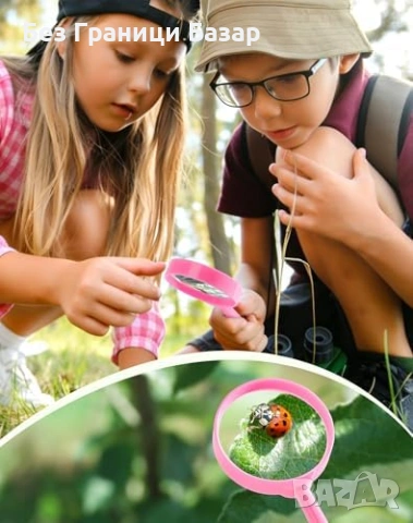 Нов Детски комплект за ловене на насекоми 2 деца с чанта розов Играчки, снимка 3 - Образователни игри - 54043211