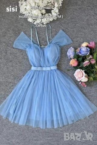 Рокля с тюл , снимка 2 - Рокли - 54259165