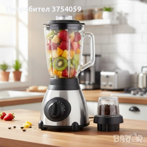 Блендер Cheffinger 1000 W – 1,5 л кана, мелачка 100 мл, корпус от неръждаема стомана, снимка 2 - Блендери - 55196253