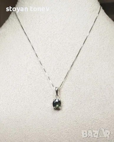 Ръчно колие с естествен австралийски двуцветен Сапфир 1.22ct VVS с верижка и Сертификат, снимка 8 - Колиета, медальони, синджири - 55229054