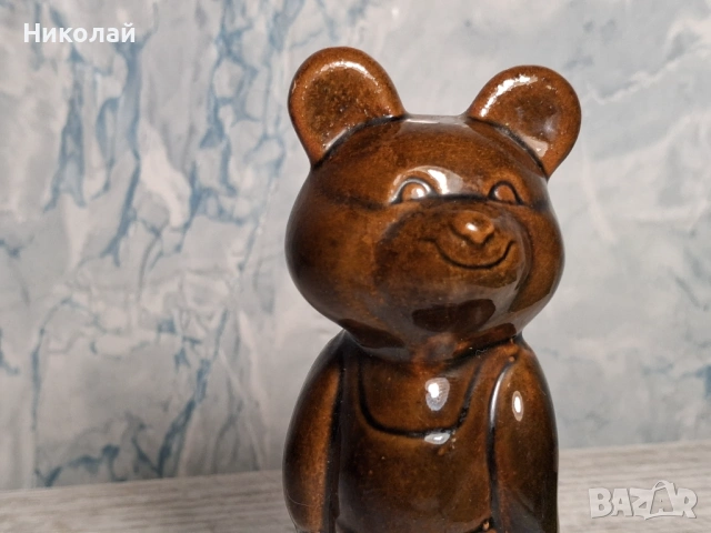 Съветска Руска Керамична Фигура Мечето Миша Олимпиада Москва 80, снимка 3 - Антикварни и старинни предмети - 54617486