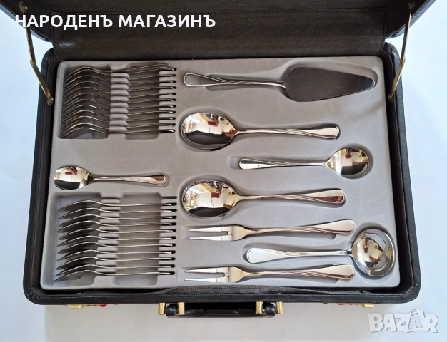 JUSTINUS - SOLINGEN - GERMANY - Прибори за хранене сервиз за 12 човека + комплект за сервиране нож , снимка 3 - Други ценни предмети - 53964849