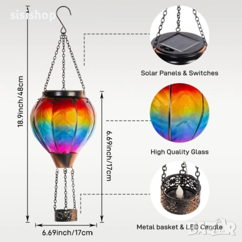 Водоустойчива соларна лампа „Балон“ – автоматично осветление за уютен екстериор 4994, снимка 3 - Други стоки за дома - 54070985