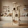 Драскалка за котки Beige 206 см – XXL катерушка с 2 къщички, хамак и площадки, снимка 1
