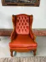 Винтидж кожен wingback фотьойл , снимка 2