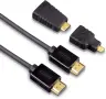 Hama High Speed ​​HDMI кабел с Ethernet (1.5 м) вкл. 2 HDMI адаптера, черен, снимка 1