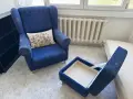 Два Комплекта фотьойли с табуретки в кафяво и синьо, снимка 8