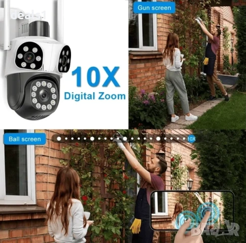 Триобективна 12MP WiFi IP Камера 10Х Zoom Двупосочно аудио Цветно нощно виждане iCSee APP, снимка 6 - IP камери - 50535369