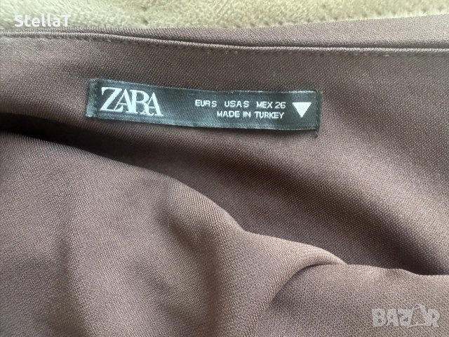 Тъмно кафява рокля ZARA (S), снимка 2 - Рокли - 55311457