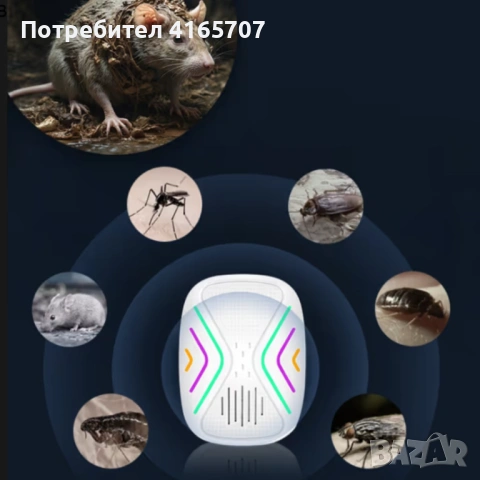 Ултразвуков репелент против гризачи и насекоми – защита до 130 м², безопасен за хора и домашни любим