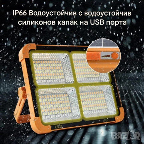 Соларен LED прожектор за външно осветление с USB зареждане, снимка 5 - Соларни лампи - 55217011