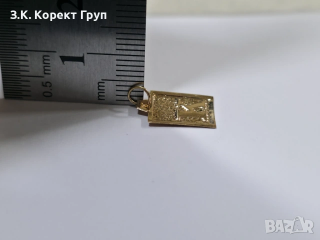 Златна висулка "К" 14К 585 / 0,20 гр., снимка 3 - Колиета, медальони, синджири - 54393546