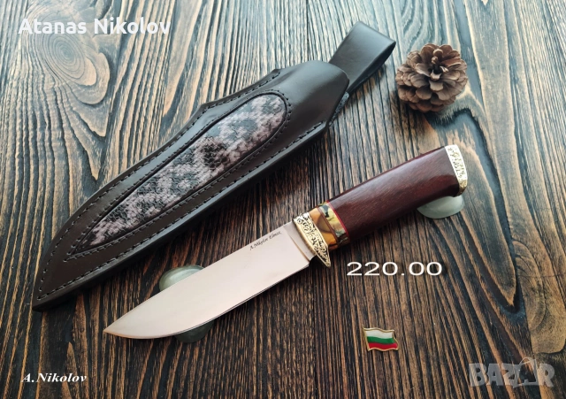 Нож ръчна изработка със стомана Елмакс. Дръжка Азобе 