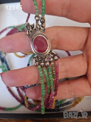Огърлица естествени камъни, сребърна закопчалка- рубин, снимка 5 - Колиета, медальони, синджири - 51394768