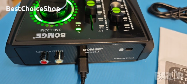 2-канален USB аудио интерфейс XLR 48V фантомно захранване за запис и стрийминг – Мини, снимка 4 - Ресийвъри, усилватели, смесителни пултове - 55066298