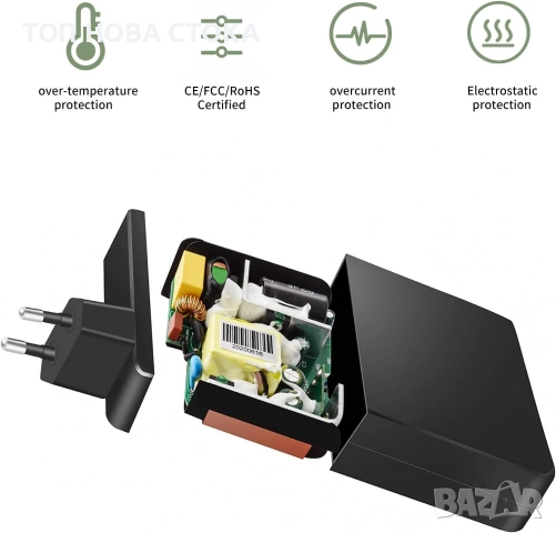 Зарядно за лаптопи и телефони 65W TYPE -C, снимка 4 - Друга електроника - 54978930