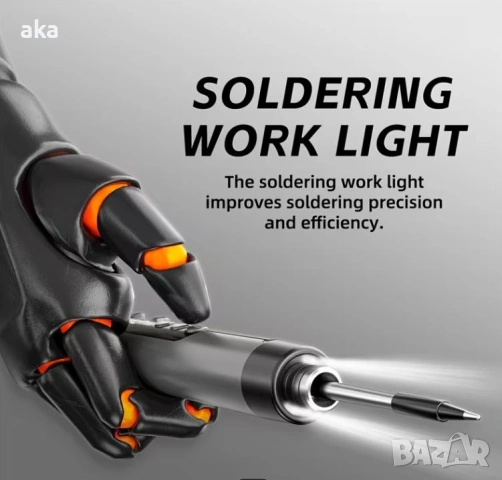 Безжичен поялник Solderig iron LED ДИСПЛЕЙ+LED ОСВЕТЛЕНИЕ+3 бр.различни сменяеми накрайника -нов-сив, снимка 5 - Поялници и запояване - 54698167