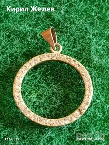 Сребърна висулка кръг с инкрустирани кристали подходящ аксесоар за ежедневието 51799