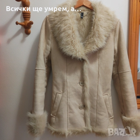 Късо кремаво бяло палто h&m, снимка 2 - Палта, манта - 54465325