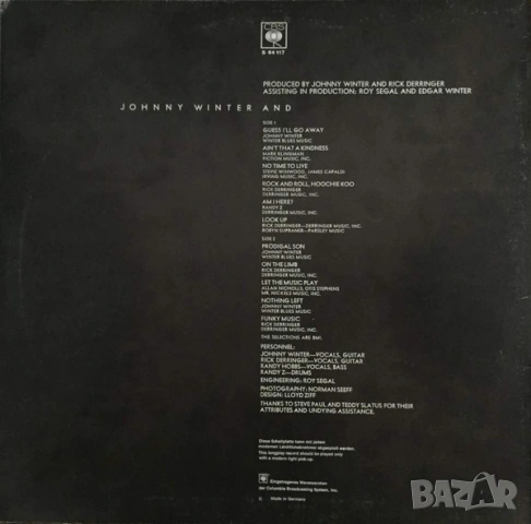 Грамофонни плочи Johnny Winter And ‎– Johnny Winter And, снимка 2 - Грамофонни плочи - 54848484