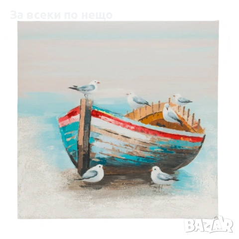 Картина Лодка с гларуси, 80*80см Код P2062, снимка 2 - Картини - 53997601