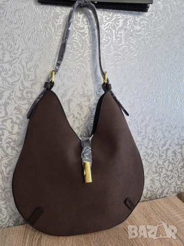 Луксозна чанта в тъмно кафяво