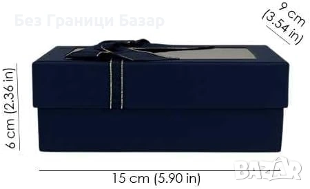 Нови луксозни 12 броя подаръчни кутии тъмносини с прозрачен капак и златна панделка, снимка 3 - Други - 54966757