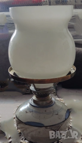 ПРОМО! Немски Настолни нощни кристална лампа с абажур от текстил и керамична със стъкло, снимка 4 - Настолни лампи - 53594089