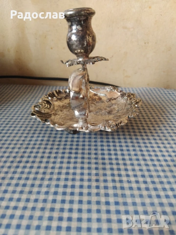 посребрен свещник, снимка 3 - Декорация за дома - 54269798