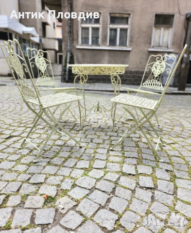 Комплект за градина с френски чар (крем), снимка 3 - Градински мебели, декорация  - 54640630