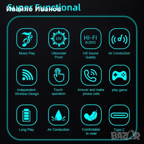 Слънчеви очила с вградени bluetooth слушалки, сензорен бутон, микрофон за обаждания, UV защита,черни, снимка 11 - Други - 55235254